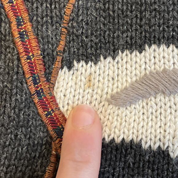 Vintage Ugly Christmas Sweater Grey Knit Ramie Cotton Blend Size Small Crew Neck - Picture 7 of 15